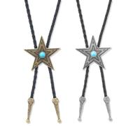 PYEUIFT 2 Piezas Corbatas de Cuero de Vaquero, Corbata de Bolo, Corbata de Vaquero Para Fiesta, Corbata de Rodeo, Corbata de CinturóN Estilo Western, Regalo de Fiesta Para Mujer, Corbata de CumpleañOs