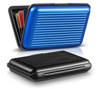 PYEUIFT 2 Piezas Portatarjetas, Tarjetero RFID de Aluminio con ProteccióN Inteligente, Tarjetero para Tarjetas de CréDito, Tarjetero con ProteccióN RFID, Tarjetas de CréDito(Azul/Negro)