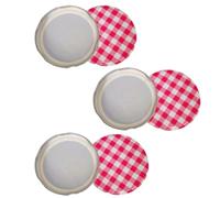 PYEUIFT 6 Piezas Tapas TO 82 mm Metálicas a Cuadros Rojos, Tapas para Botes de Cristal y Conservas, Tapas de Rosca Reutilizables para Tarros de Cocina y Mermeladas