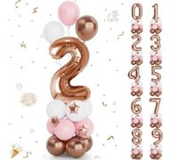 PYEUIFT Foil Globo Numero 2, Juego de globos 30 Pulgadas Oro rosa Globo Digital de cumpleaños 2, globos de helio número 2, Decoracion 2 Cumpleaños Niños, Globos Numeros Gigantes para Fiestas