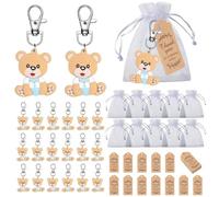 PYEUIFT Llaveros Oso, 20 Piezas Azul, Bolsas De Organza, Etiquetas De Agradecimiento, Detalles Bautizo, Regalos Baby Shower, Für Bautizo Niño Baby Shower Niño