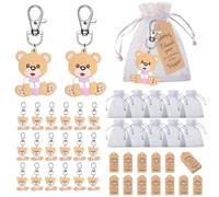 PYEUIFT Llaveros Oso, 20 Piezas Rosa, Bolsas De Organza, Etiquetas De Agradecimiento, Detalles Bautizo Niña, Regalos Baby Shower, Für Bautizo Niña Baby Shower Fête De Cumpleaños