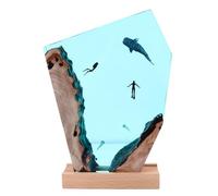 Pyhodi Lámpara de Noche de Luz de Cueva de Ballenas de Buzo de Buzo USB Lámpara de Océano 3D de Madera de Resina con Alimentación para Decoración del Escritorio, Día de Acción de
