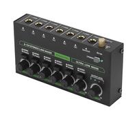 Pyhodi Mezclador de 6 Canales, Mini 6 Mezclador de Estéreo, bajo Ruido para la Mezcla de Subprocesos de Precisión, Luz RGB 1/4 TRS TS Línea de Conmutación de Mono (Enchufe de la UE)