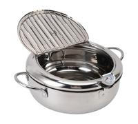 Pyhodi Pot de Freidora Profunda, Estilo Japonés Pequeño Freidora Profunda 304 Acero Inoxidable, con Control de Temperatura y Tapa, Olla para Freír para la Estufa de Inducción de la