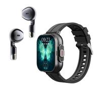Pyhodi Reloj de Deportes de Auriculares de Auriculares, Reloj Inteligente de Pantalla Táctil HD con Auriculares, Rastreador de Ejercicios para y para iOS, Llamadas Telefónicas y Música, (Acero