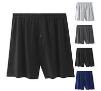 Pyjama corto de algodón para hombre, pantalones de pijama cortos transpirables, ropa interior de una pieza, delgada, con banda elástica, cómodo para verano y casa, camisón, Negro , L