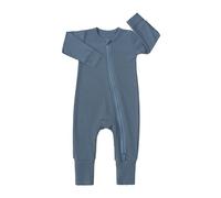 Pyjama intégral bébé avec manchons antigriffures, body à manches longues et fermeture éclair pour nourrissons filles et garçons, en coton doux respirant pour un sommeil sécurisé de 0 à 24 mois (Navy,