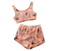 Pyjamas For Women Summer - Conjunto De Pijama De Franela para Que Brilla En La Oscuridad Ropa De Estar por Casa De Polar para Otoño E Invierno Ropa Acogedora con Diseño (Orange S)