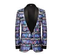 PYJTRL Chaqueta de Traje de Lentejuelas Borla de Moda para Hombre, para Fiesta, Boda, Banquete, Baile de Fin de Curso (XL, Colorful Stripes)