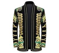 PYJTRL Chaqueta Elegante del Traje de la Chaqueta del Bordado del Oro del Terciopelo Negro del príncipe de la,Green Flower,XS