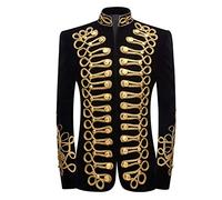 PYJTRL Chaqueta Elegante del Traje de la Chaqueta del Bordado del Oro del Terciopelo Negro del príncipe de la (M,Negro Oro)