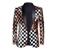 PYJTRL Hombres Elegante Dos Colores conversión Brillante Lentejuelas Chaqueta Traje Chaqueta (M, Color)