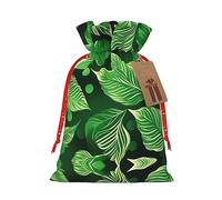 Pyjwyfmy Bolsas de regalo de Navidad con estampado de hojas de San Patricio, bolsa de regalo de Papá Noel, bolsas de regalo de lona de Navidad con cordones, bolsa de regalo