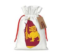 Pyjwyfmy Bolsas de regalo de Navidad con estampado de mapa de la bandera de Sri Lanka, bolsa de regalo de Papá Noel, bolsas de regalo de lona de Navidad con cordones, bolsa de regalo