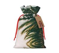 Pyjwyfmy Bolsas de regalo de Navidad con estampado de palmeras de Los Ángeles, bolsa de regalo de Papá Noel, bolsas de regalo de lona de Navidad con cordones, bolsa de regalo