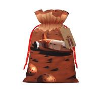 Pyjwyfmy Bolsas de regalo de Navidad con estampado de planeta de Marte, bolsa de regalo de Papá Noel, bolsas de regalo de lona de Navidad con cordones, bolsa de regalo