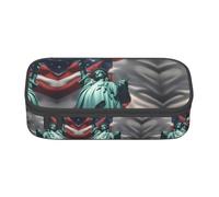 Pyjwyfmy Estuche para lápices de gran capacidad con estampado de la bandera de la Estatua de la Libertad para oficina, gran capacidad, bolsa de maquillaje