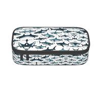 Pyjwyfmy Estuche para lápices de gran capacidad con estampado de tiburón con varios gestos, gran capacidad de almacenamiento, bolsa de maquillaje
