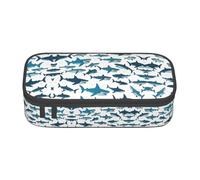 Pyjwyfmy Estuche para lápices de gran capacidad con estampado de tiburón con varios gestos, gran capacidad de almacenamiento, bolsa de maquillaje