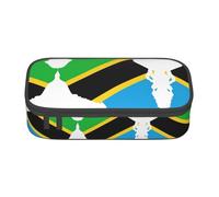 Pyjwyfmy Estuche para lápices de gran capacidad con impresión de mapa de la bandera de Tanzania, gran capacidad, bolsa de almacenamiento de gran capacidad, bolsa de maquillaje