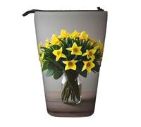 Pyjwyfmy Estuche para lápices de pie con estampado de ramo de narcisos, estuche telescópico para lápices, soporte portátil para suministros de estudio u oficina