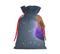Pyjwyfmy Galaxy Starry Space - Bolsas de regalo de Navidad con estampado estrellado morado, bolsa de regalo de Papá Noel, bolsas de regalo de lona de Navidad con cordones, bolsa de regalo