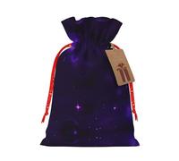 Pyjwyfmy Galaxy Starry Space - Bolsas de regalo de Navidad con estampado estrellado morado, bolsa de regalo de Papá Noel, bolsas de regalo de lona de Navidad con cordones, bolsa de regalo