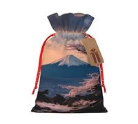 Pyjwyfmy Japan Mount Fuji - Bolsas de regalo de Navidad con estampado de paisaje, bolsa de regalo de Papá Noel, bolsas de regalo de lona de Navidad con cordones, bolsa de regalo