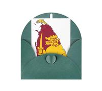 Pyjwyfmy Juego de tarjetas de felicitación y sobres en blanco con impresión de mapa de la bandera de Sri Lanka, tarjetas navideñas perladas, tarjetas de 4 x 6 pulgadas