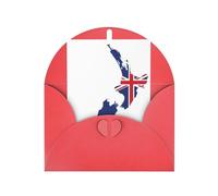 Pyjwyfmy Juego de tarjetas de felicitación y sobres en blanco con impresión de mapa de la bandera de Nueva Zelanda, tarjetas navideñas perladas, tarjetas de 4 x 6 pulgadas