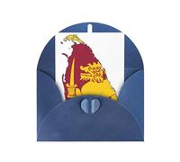 Pyjwyfmy Juego de tarjetas de felicitación y sobres en blanco con impresión de mapa de la bandera de Sri Lanka, tarjetas navideñas perladas, tarjetas de 4 x 6 pulgadas