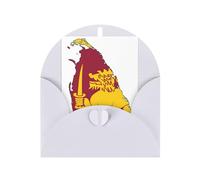 Pyjwyfmy Juego de tarjetas de felicitación y sobres en blanco con impresión de mapa de la bandera de Sri Lanka, tarjetas navideñas perladas, tarjetas de 4 x 6 pulgadas