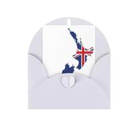 Pyjwyfmy Juego de tarjetas de felicitación y sobres en blanco con impresión de mapa de la bandera de Nueva Zelanda, tarjetas navideñas perladas, tarjetas de 4 x 6 pulgadas