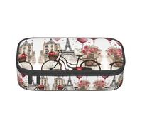Pyjwyfmy Love Paris Tower - Estuche de gran capacidad para lápices con diseño de corazón de bicicleta para café, vino, perfume, oficina, gran capacidad de almacenamiento, bolsa de maquillaje
