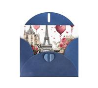 Pyjwyfmy Love Paris Tower - Juego de tarjetas de felicitación perladas con diseño de corazón y café, vino y café, con estampado de corazón, tarjetas de felicitación en blanco en el interior y sobres