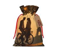 Pyjwyfmy Románticas bolsas de regalo de Navidad con estampado de la Torre Eiffel de París, bolsa de regalo de Papá Noel, bolsas de regalo de lona de Navidad con cordones, bolsa de regalo