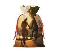 Pyjwyfmy Románticas bolsas de regalo de Navidad con estampado de la Torre Eiffel de París, bolsa de regalo de Papá Noel, bolsas de regalo de lona de Navidad con cordones, bolsa de regalo