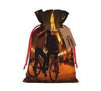 Pyjwyfmy Románticas bolsas de regalo de Navidad con estampado de la Torre Eiffel de París, bolsa de regalo de Papá Noel, bolsas de regalo de lona de Navidad con cordones, bolsa de regalo