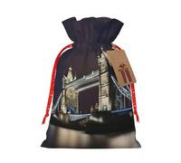 Pyjwyfmy Tower Bridge In London - Bolsas de regalo de Navidad, bolsa de regalo de Papá Noel, bolsas de regalo de lona de Navidad con cordones, bolsa de regalo