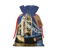 Pyjwyfmy Tower Bridge In London - Bolsas de regalo de Navidad, bolsa de regalo de Papá Noel, bolsas de regalo de lona de Navidad con cordones, bolsa de regalo