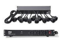 Pyle 19” Outlet 1U, PDU de montaje en rack, Fuente de distribucion de energia, Protector contra sobretensiones, Disyuntor de 15 amperios, Puerto de carga para multiples dispositivos USB, Cable de 15ft