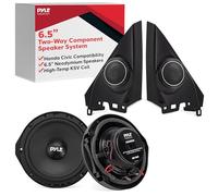 Pyle 2 Way Component Stereo Speaker System for 2006 and Up Honda Civic Vehicles, 300 Watt, 4 Ohm Impedance Two Way Audio Kit, 6.5” Woofers, 1” Tweeters, Butyl Rubber Surrounds, KSV Voice Coils