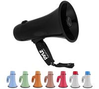 Pyle 20W Megaphone Bullhorn - Portable, Automatic Siren & Adjustable Volume,Projection Range Up to 400 Square Yards, Aux Input, Talk, Siren, Music, Whistle, & Record, Shoulder Strap (Black)