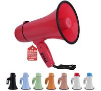 Pyle PMPRA213RD Lightweight and Portable Bullhorn Megaphone, Aux (3.5mm) Input for MP3/Music, Automatic Siren, 20-Watt, Mic/Talk (Red), Unisex-Adult, Rojo, One Size