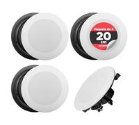 Pyle Altavoces empotrables, Pared, Techo, 8”, 250W, Dos vias, Estereo, Amplificador de 4 Canales, Rejillas Redondas/cuadradas Intercambiables