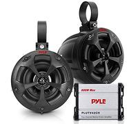 Pyle Altavoces Marinos de 800 W con Amplificador, Sistema de Altavoces estéreo de 4 Pulgadas, Impermeables, Resistentes al Agua, con Cable de Entrada de Audio RCA, AUX y MP3 para ATV, UTV, 4x4, Quad,