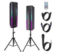 Pyle Altavoces, PA, 400W, Bluetooth, Portatil, Activo, Pasivo, 3 vias, Entrada para microfono, Luces, Radio FM, con Mando a Distancia y tripode Incluido