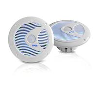 Pyle Altavoces para Exteriores - Altavoz Exterior - Caja Exterior Resistente al Agua 150 W, Altavoz de 2 vías pasivo con Luces LED en Color Blanco, Altavoz de Montaje fácil de Instalar con Estructura