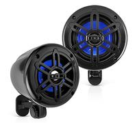 Pyle Altavoces Todoterreno Impermeables de 4 Pulgadas, Sistema de Sonido Marino de 2 vías de 150 W con Soporte Giratorio de 360°, Altavoz estéreo de Audio al Aire Libre de Gama Completa para
